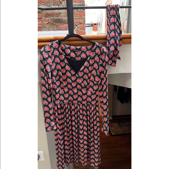 Brooks Brothers Rose Print long sleeve wrap dress - Picture 4 of 5